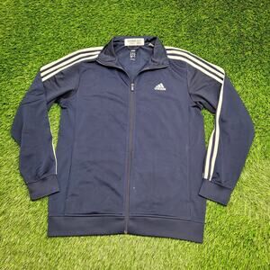 Adidas Track Jacket Medium 21x28 Blue White 3-Stripes Tricot